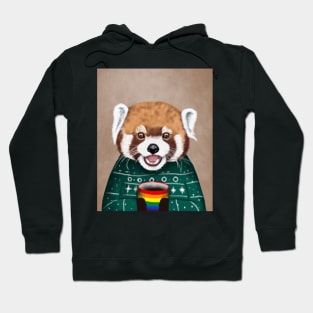 Cute Red Panda Drinking Coffee Hoodie